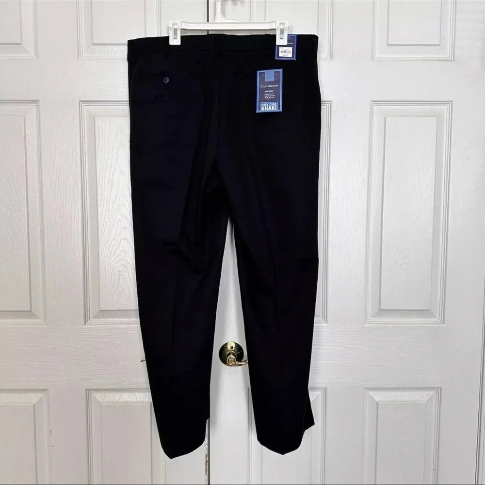 Croft & Barrow‎ Easy Care Khaki Black Pants Flat Front Size 38x29 NWT